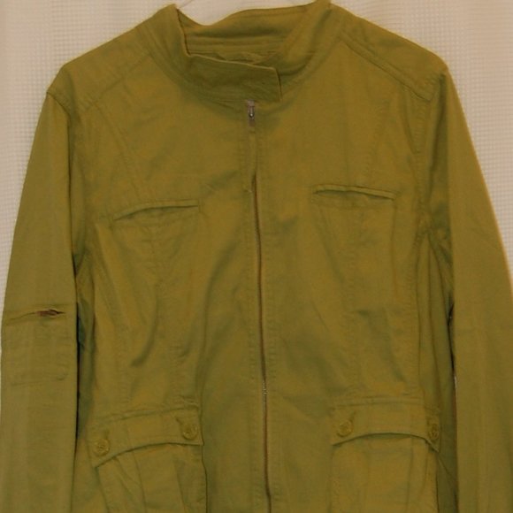 CHRISTOPHER & BANKS Women's Lime Green Zipper Jacket Size Large - Picture 1 of 7